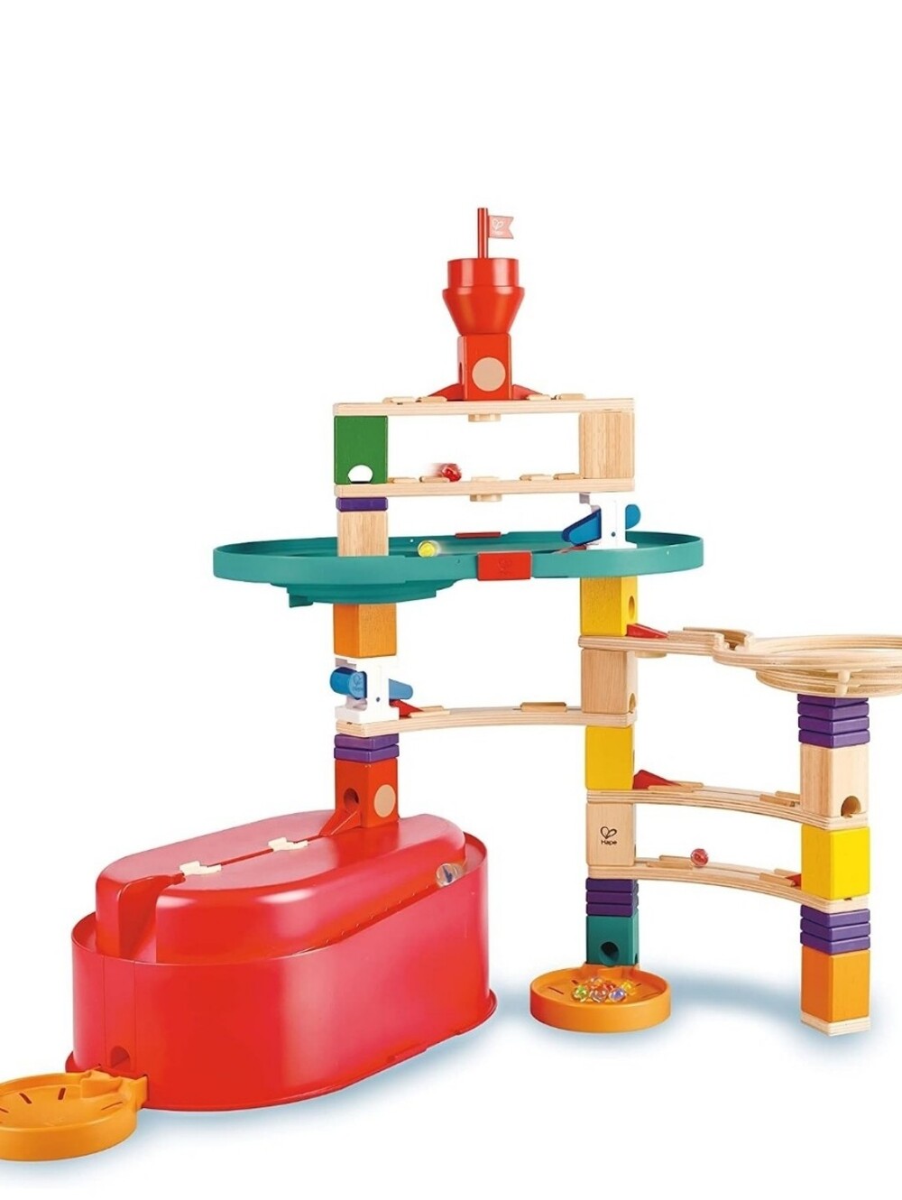 Hape 90 Piece Quadrilla Stack Track Bucket Box Marble Race Marble Run